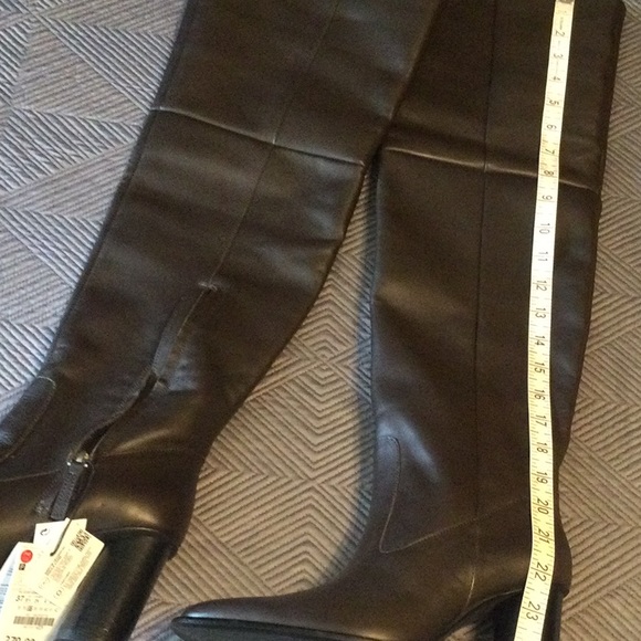 Zara 6.5 eu 37 brown leather high heel over the knee boots - Picture 8 of 13